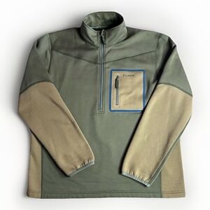 CC Filson Shuksan 1/2 Zip Fleece Mens Large Field Olive Tan Wool Outdoor Hunting